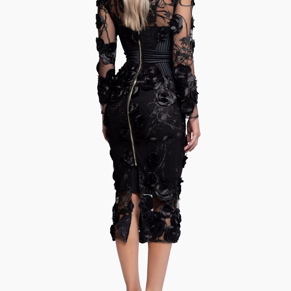 Zhivago Battle Lines Floral Embellished Vendetta black lace embroidered dress - Picture 4 of 7